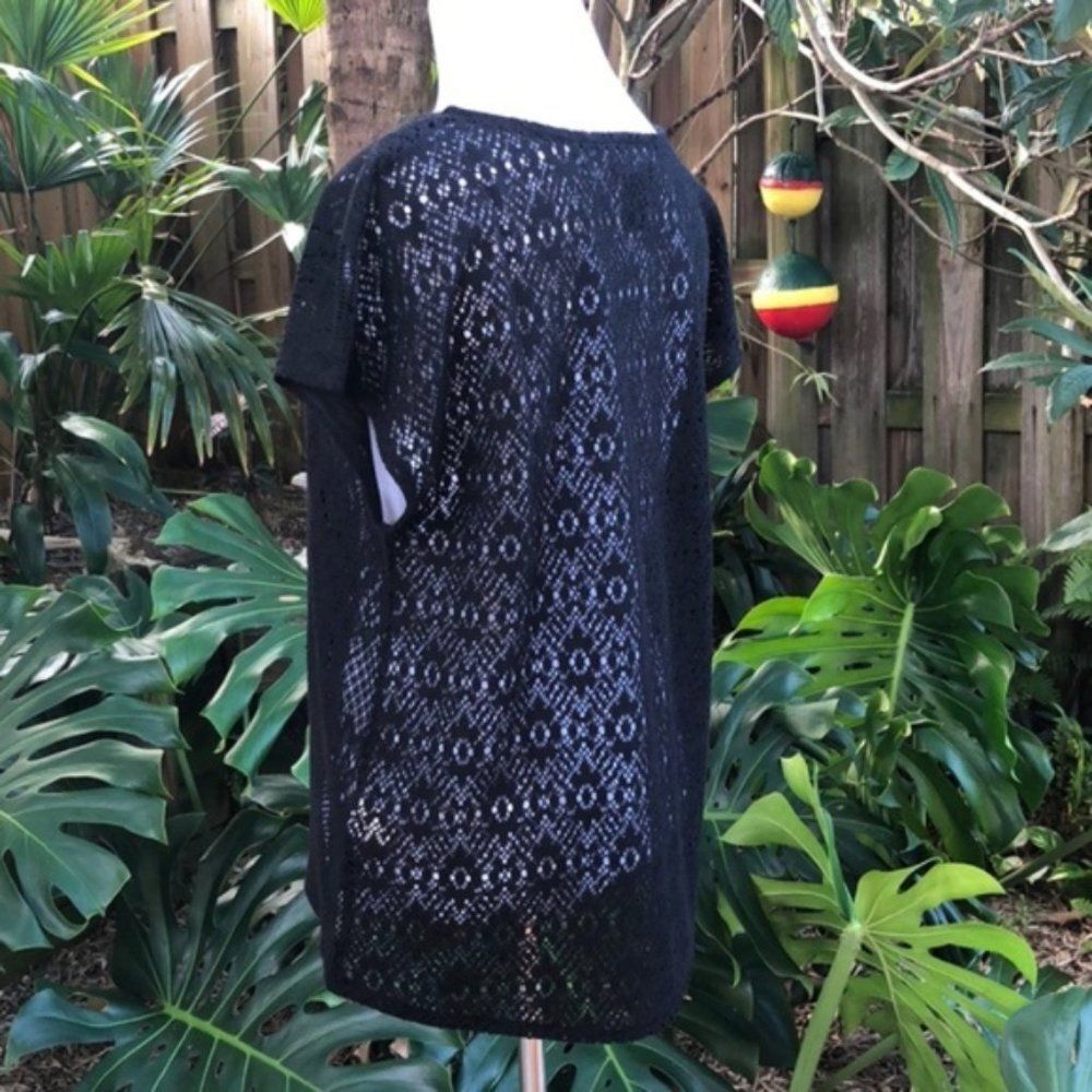 Lucky Brand Ginger Floral Lace Black Top New - Picture 5 of 8